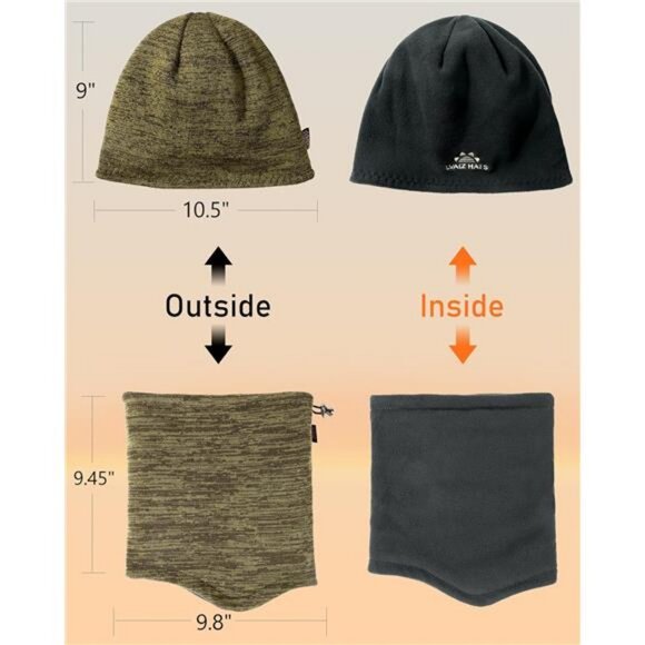 Winter Beanie Hat Scarf for Men Women Knit Thick Fleece Lined‎ Warm Windproof - Picture 5 of 7